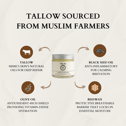 Halal Tallow Balm 3-Pack Bundle: Talal Face and Body Set